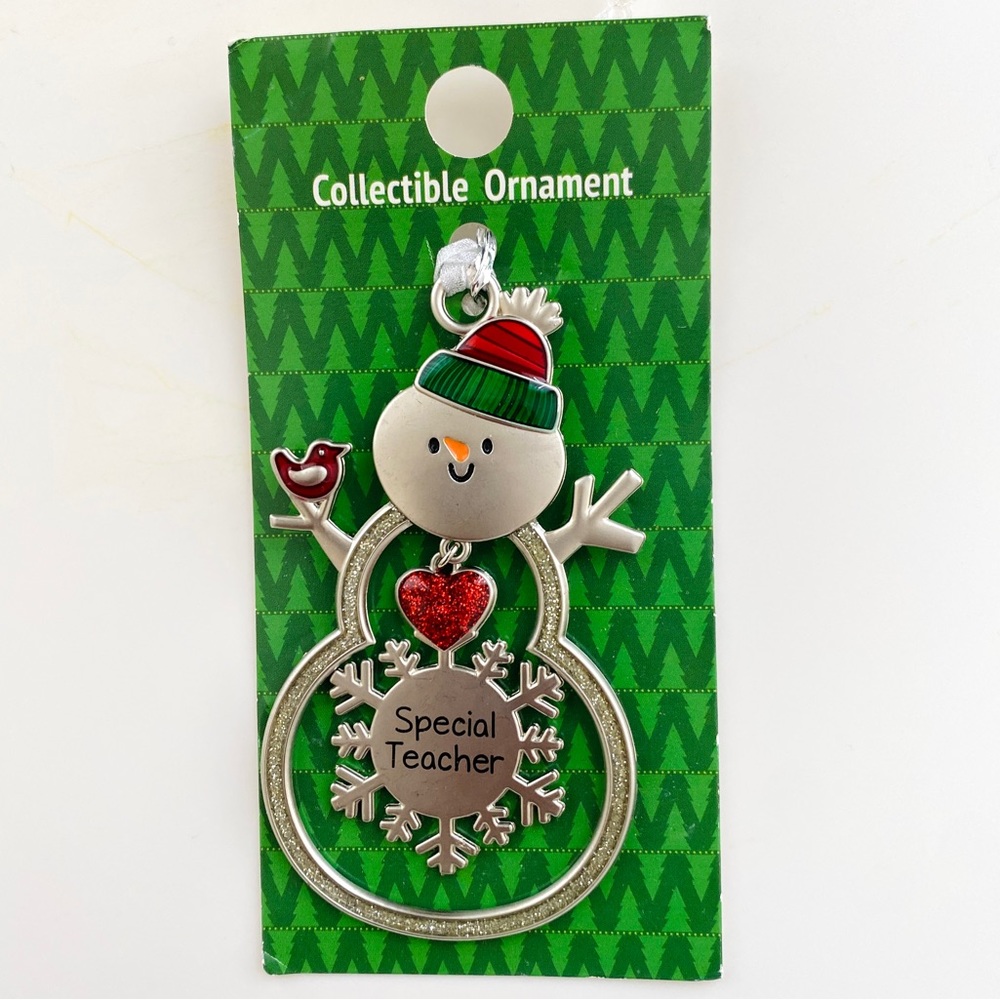 Ganz Ornament Silver Teacher Snowman Holiday Special Teacher Christmas Gift
